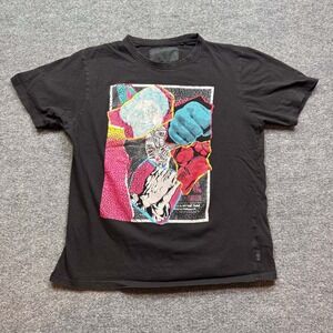 Soul Star Graphic T Shirt Men Medium Black Collage Print Short Sleeve Casual Top